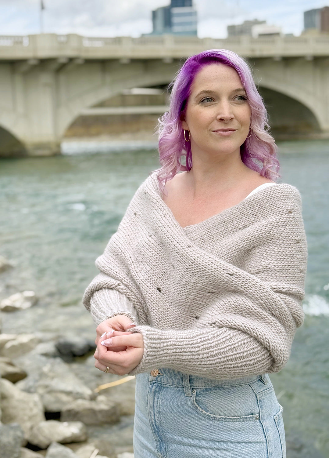 Easy Eyelet Sweater Scarf x @knitatude Kit - Petite Wool Version
