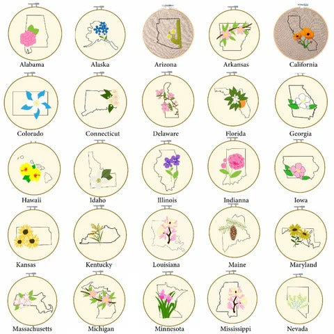 First Kit: Floral State Map Embroidery Kit - Coming Soon