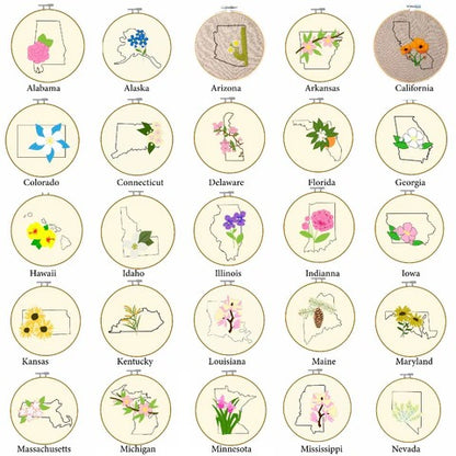 First Kit: Floral State Map Embroidery Kit - Coming Soon