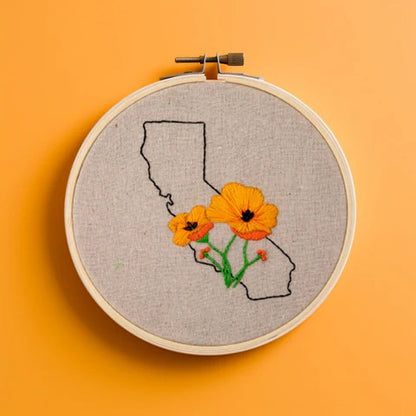 First Kit: Floral State Map Embroidery Kit - Coming Soon