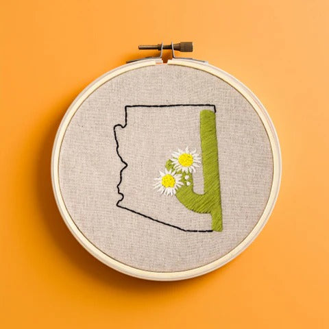 First Kit: Floral State Map Embroidery Kit - Coming Soon
