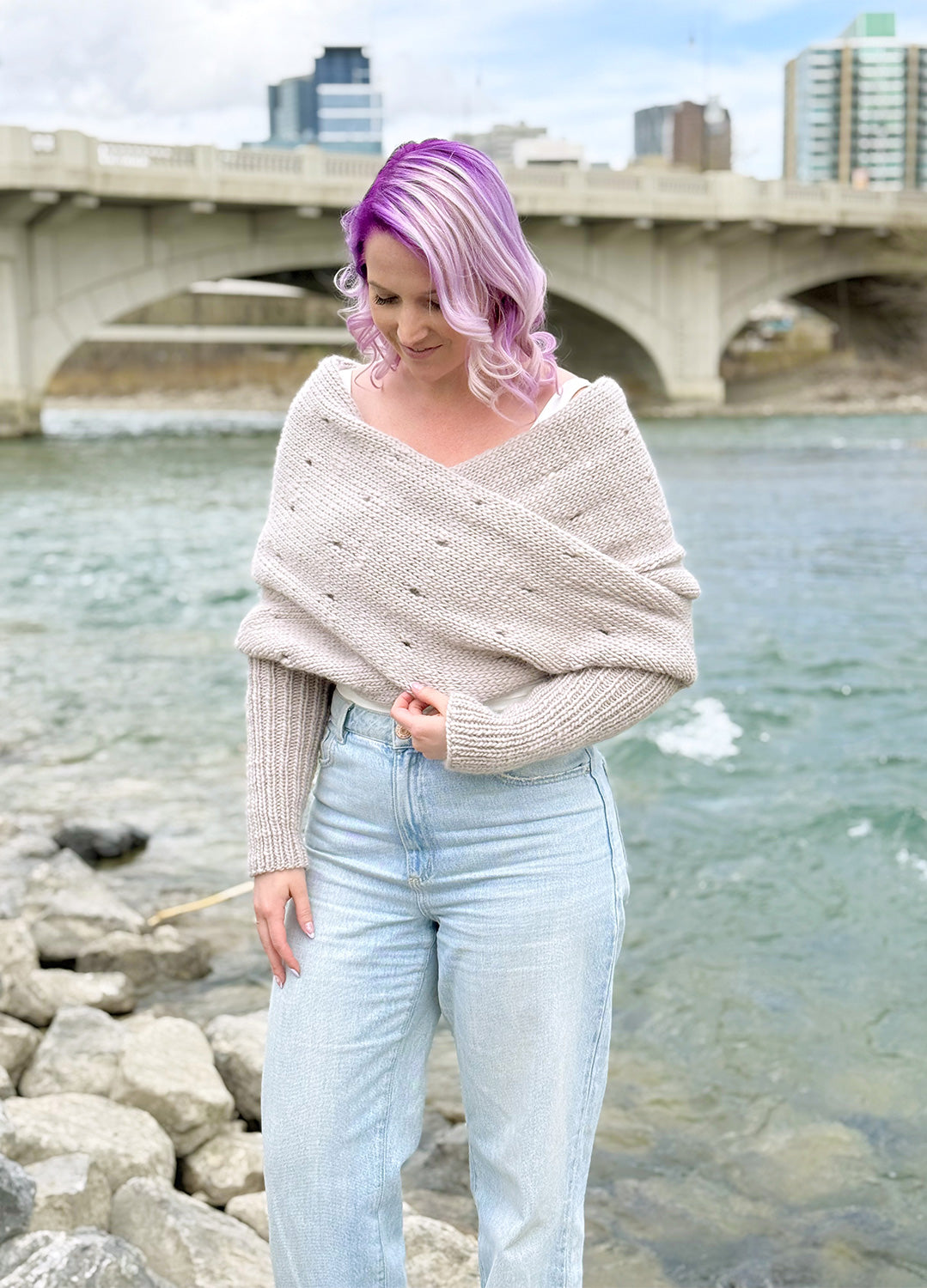 Easy Eyelet Sweater Petite Wool Version Pattern