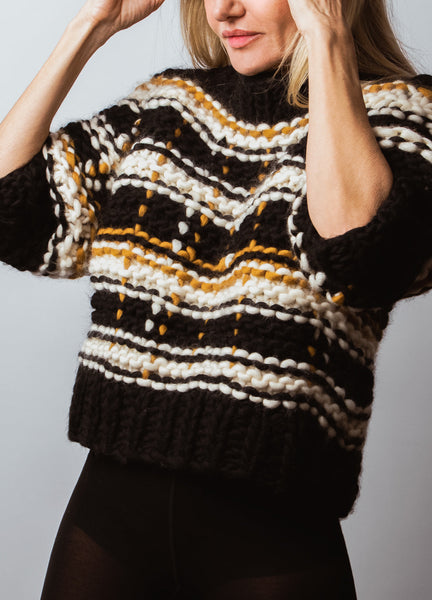 トップス NKNIT hand knitting stripe KNIT Knitting Stripes|New Top Trend #petiteknit #fashionover50